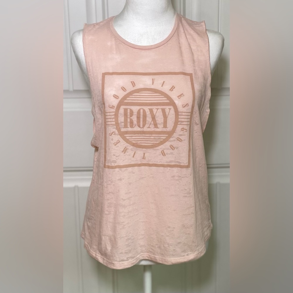 Womens Roxy sleeveless top. Pink. Slightly sheer. Size small.